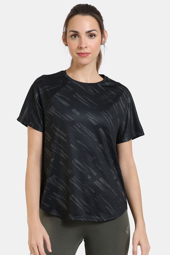 Buy Zelocity High Impact Quick Dry Relaxed Top - Jet Black Aop